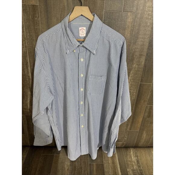 Brooks Brothers Button Up Shirt XXL Classic Dress Blue White Button-Up - Picture 1 of 8